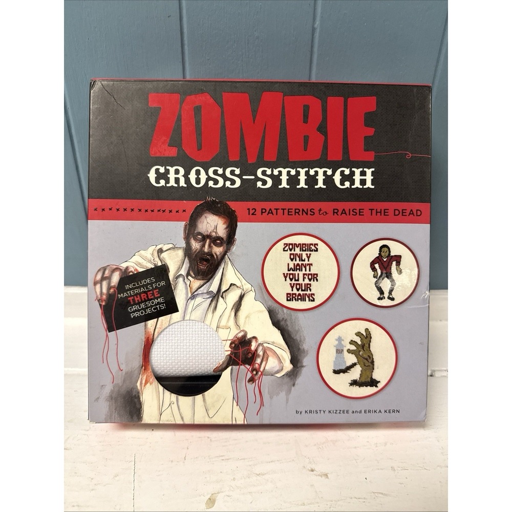 Zombie Cross Stitch Kit With 12 Patterns to Raise The Dead Fabric Needle Floss